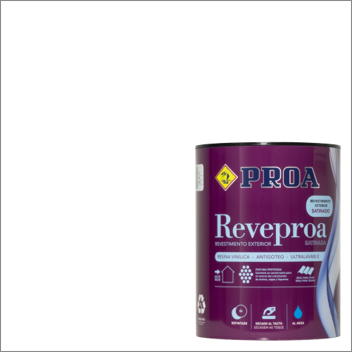 Tinta plástica antibolor antiverdete. Acetinada. REVEPROA. branco